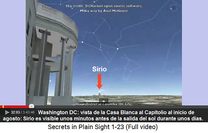 Sirio es visible sobre el Capitolio, vista                         de la Casa Blanca durante unas noches del inicio                         de agosto unos minutos antes de la salida del                         sol