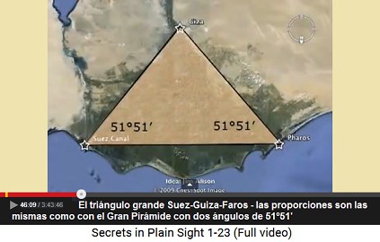 El tringulo grande Suez-Guiza-Faros - las
                    proporciones son las mismas como con el Gran
                    Pirmide con dos ngulos de 5151'