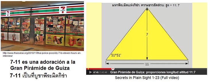 Una tienda de 7-11 en Pattaya in Tailandia - en                     todo Asia existe esa cadena de tiendas - adorando la                     Gran Pirámide con la proporción 7:11