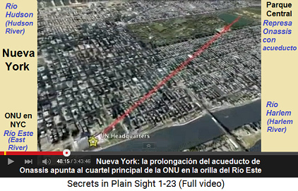 Nueva York: el acueducto de Onassis del Parque
                    Central apunta directamente al cuartel principal de
                    la ONU en la orilla del Ro Este (East River)