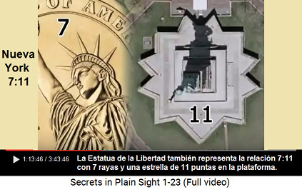 La Estatua de la Libertad también
                        representa la relación 7:11 con 7 rayos
