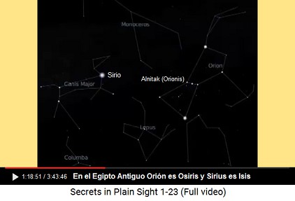 Las constelaciones con
la estrella Sirio (en el Canis Mayor) y con la
estrella Alnitak (en el cinturón del Orión) Las constelaciones con la estrella Sirio (en
el Canis Mayor) y con la estrella Alnitak (en el
cinturón del Orión)