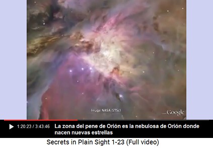 La zona fértil del falo del
Orión se llama nebulosa de Orión donde muchas
estrellas nuevas son creadas La zona fértil del falo del Orión se llama
nebulosa de Orión donde muchas estrellas nuevas
son creadas