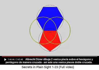 El pintor Albrecht
Dürer pintó 2 vesica piscis sobre el pentágono y el
hexágono así salen dos vesica piscis cruzadas. El pintor Albrecht Dürer pintó 2 vesica piscis
sobre el pentágono y el hexágono así salen dos
vesica piscis cruzadas.