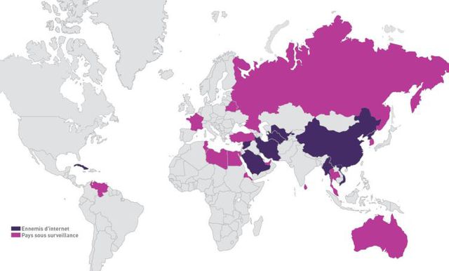 Weltkarte der Internetzensur 2011