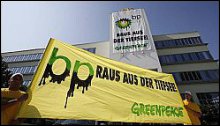 Greenpeace-Proteste gegen BP in �sterreich am 22.
                Juli 2010: "bp raus aus der Tiefsee.
                Greenpeace" (Bild: Reuters)