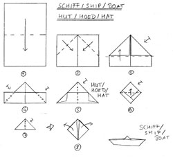 Papierfaltkunst "Origami":
Schiff mit Faltanleitung Papierfaltkunst "Origami":
Schiff mit Faltanleitung
