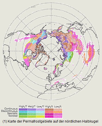 Map
indicating permafrost territories on
northern hemisphere of Earth Map indicating permafrost territories
on northern hemisphere of Earth