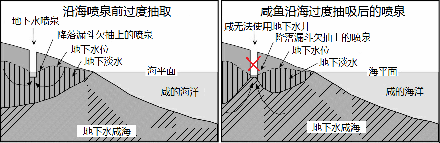 海水和地下水02计划，地
                        下水井盐和地下水泡沫井和海岸线之间已经形成