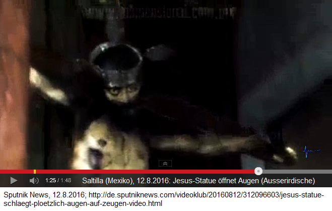Jesus-Statue �ffnet die Augen, Saltilla in
                Mexiko, Meldung vom 12.8.2016 in Sputnik News
